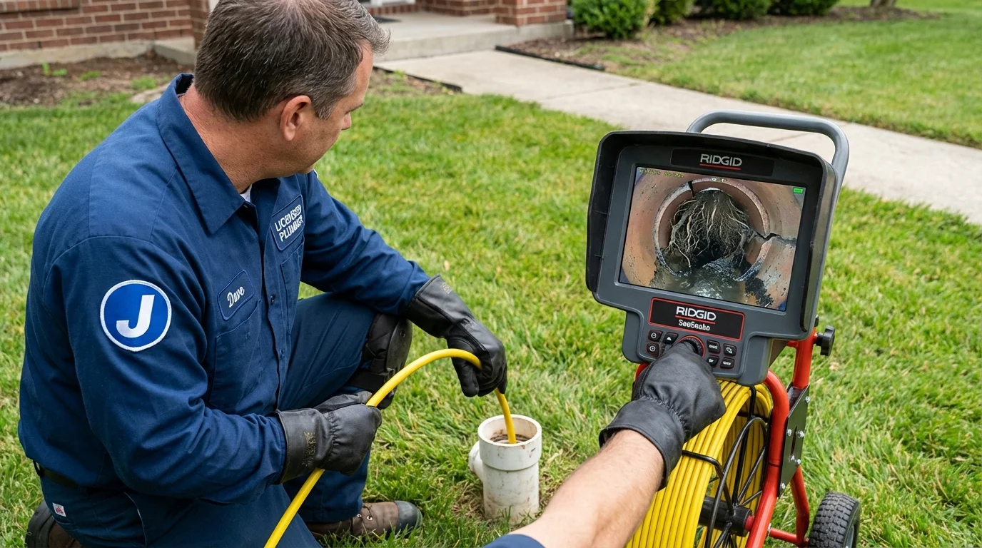 Sewer camera inspection being performed by Johns Plumbing LLC in Thorp