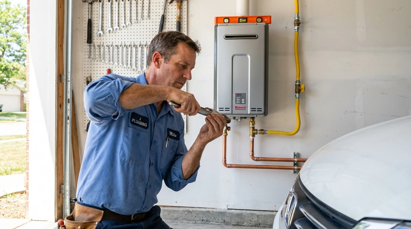 Tankless water heater installation by a Johns Plumbing LLC plumber in Thorp
